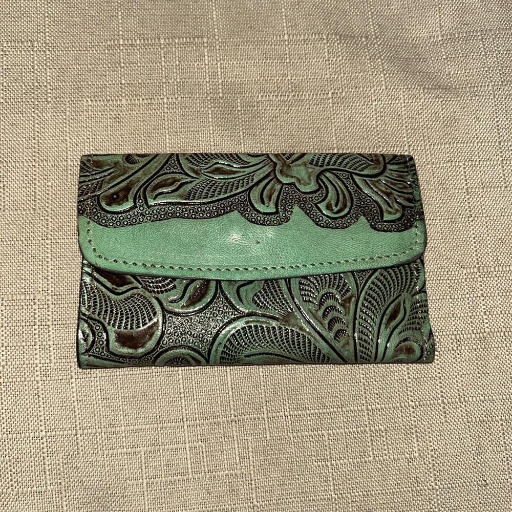 Turquoise Embossed Leather Wallet